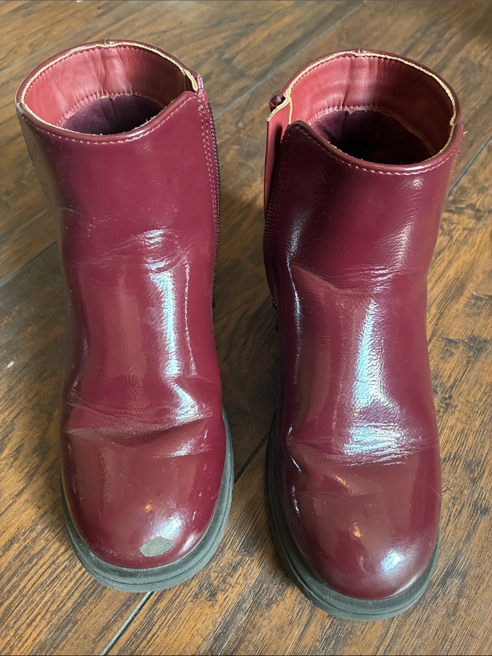 GAP Burgundy Patent Ankle Boots for Kids